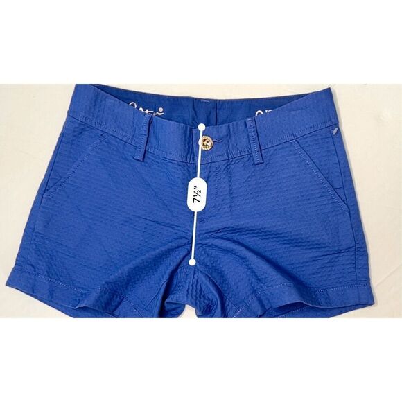 Lilly Pulitzer 22119 Callahan Short Textured Bomber Blue 4.5" Shorts sz 0 NWT - Picture 9 of 11